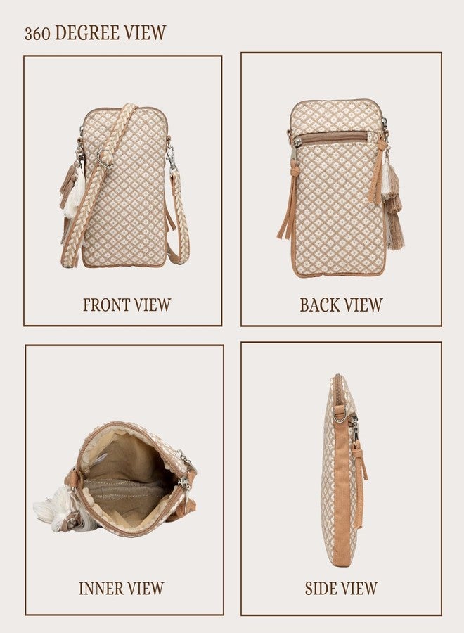 Anekaant Earth Edit Beige Jacquard Geometric Mini Sling Bag - Image 4