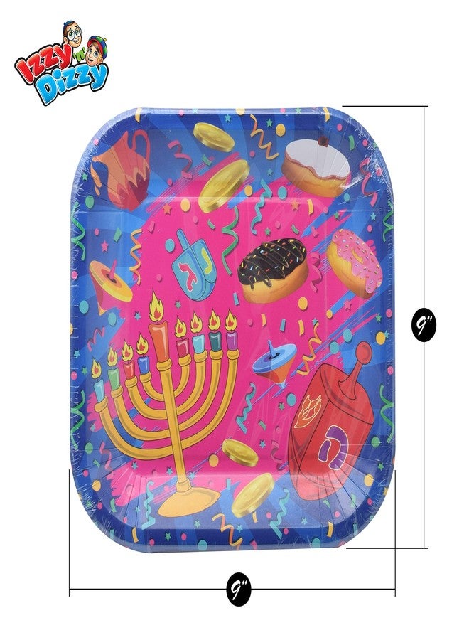 Izzy 'n' Dizzy Hanukkah Plates - Chanukah Paper Goods - 9 Inch - Serves 10 - Image 2