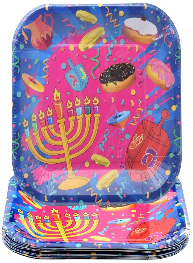 Izzy 'n' Dizzy Hanukkah Plates - Chanukah Paper Goods - 9 Inch - Serves 10 - Image 1