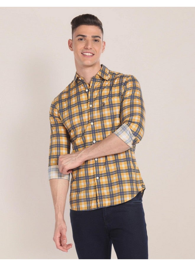 U.S. Polo Assn. U.S. POLO ASSN. Men's Checkered Regular Fit Shirt (USSHTFX245_Mustard - Image 2