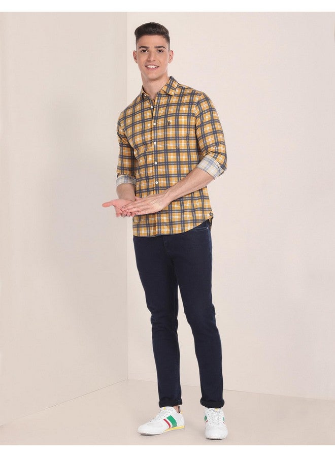 U.S. Polo Assn. U.S. POLO ASSN. Men's Checkered Regular Fit Shirt (USSHTFX245_Mustard - Image 3