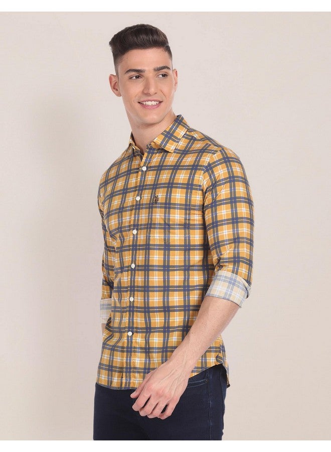 U.S. Polo Assn. U.S. POLO ASSN. Men's Checkered Regular Fit Shirt (USSHTFX245_Mustard - Image 4
