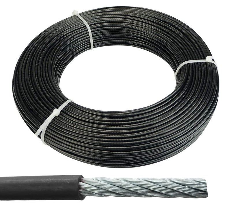 Shopoflux® Gym Machine Wire Rope PU Coated Cable Inside Steel (Black, 5 MM, 30 Meter) (5 MM, 30 Meter) - Image 1