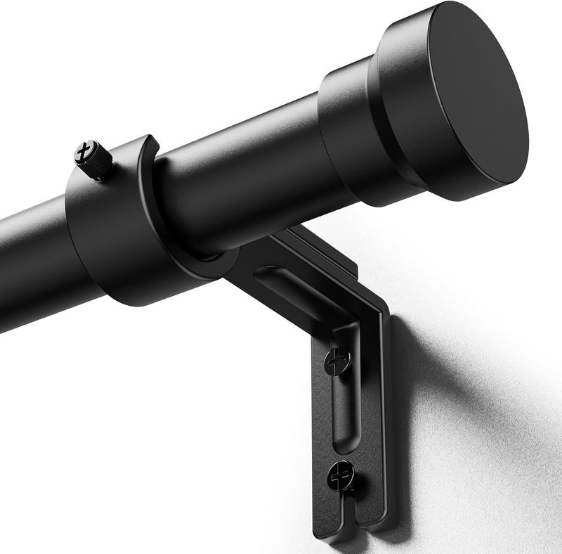 YaFex Curtain Rods 32-144 Inch, Heavy Duty 1 Inch Adjustable Curtain Rod for Windows, Black Extra Long Window Treatment Rods, Modern Design, Easy Installation - Image 1