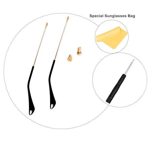 HiCycle2 SuitableReplacement for 3025 Aviator Sunglasse Temple Arms Nose Pads Temple Tips if Applicable golden armblack temple - Image 3