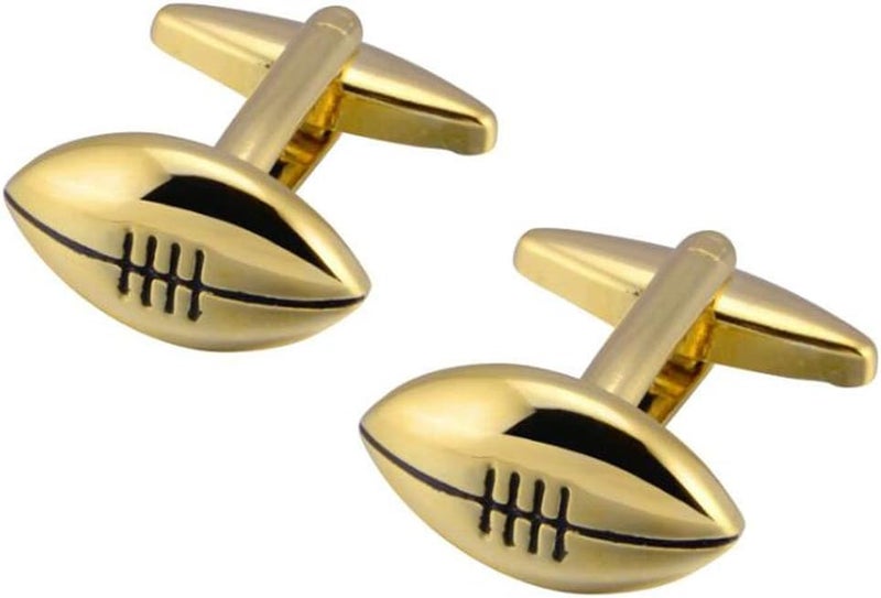Vcufflinks Football Pair Cufflinks Solid Half Gold Wedding Cuff Links - Image 1