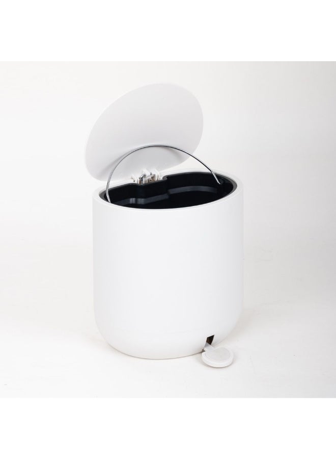 Zinnia 5L Half Round Cream Plastic Pedal Bin with Soft Close - Image 1