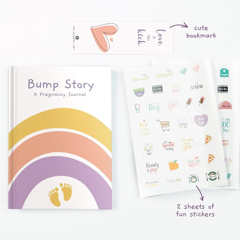 The Journal Lab Bump Story: 40 Weeks Pregnancy Journal to Record your Pregnancy Journey | Pregnancy Planner | Keepsake, Milestones & Trimester Tracker with Stickers | Perfect for Pregnancy Gift by - Image 2