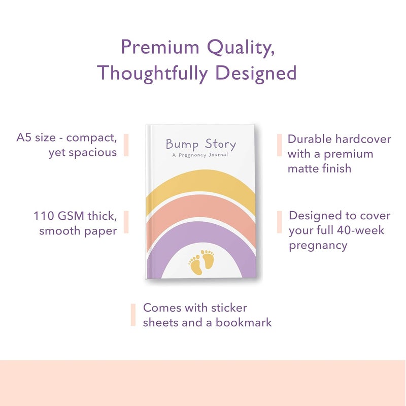 The Journal Lab Bump Story: 40 Weeks Pregnancy Journal to Record your Pregnancy Journey | Pregnancy Planner | Keepsake, Milestones & Trimester Tracker with Stickers | Perfect for Pregnancy Gift by - Image 4