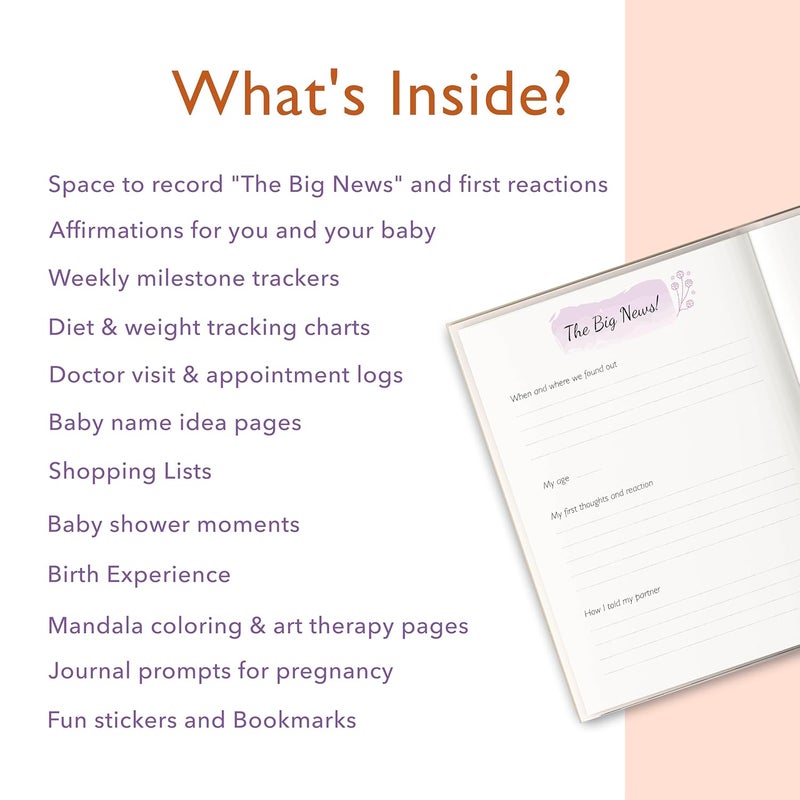 The Journal Lab Bump Story: 40 Weeks Pregnancy Journal to Record your Pregnancy Journey | Pregnancy Planner | Keepsake, Milestones & Trimester Tracker with Stickers | Perfect for Pregnancy Gift by - Image 3