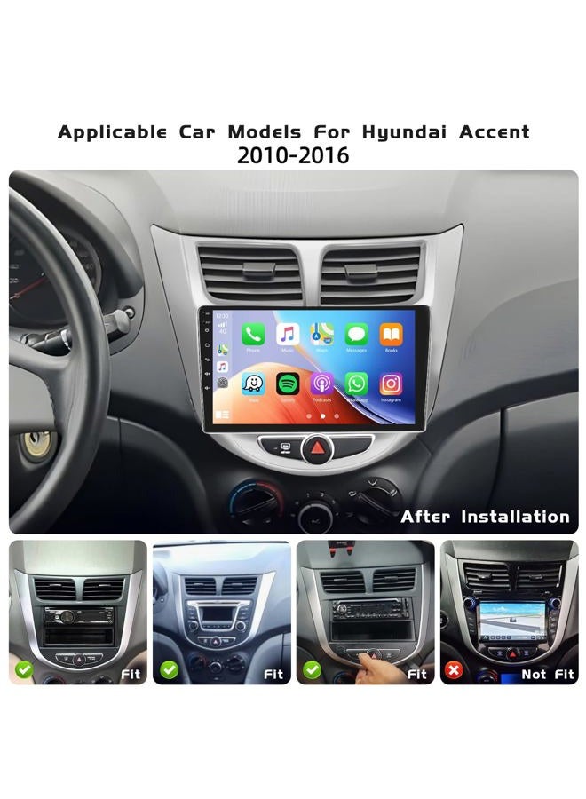 Hikity 8Core 6+128G 1280 * 720 Car Radio for Hyundai Verna Accent Solaris 2010-2016 Wireless Carplay Android Auto DSP, 9 Inch Android 13 Touchscreen BT 5.0 Stereo with GPS/WiFi Dual USB+AHD Backup Camera - Image 2