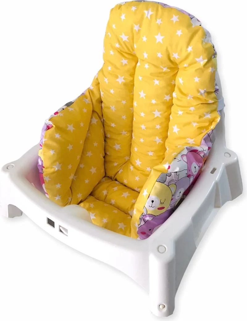 بيبيك اوزيل Baby Special Baby/Child Highchair Cushion with Pink Cheerful Bears and Yellow Stars