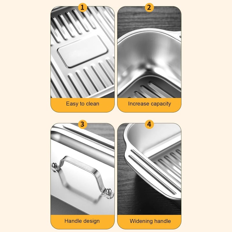 Durable Stainless Steel Griddle Pan with Two Handles – Versatile Oven and Stove Grill Tray – Perfect for Professional-Style Grilling of Chicken, Steaks, Seafood & More - Image 4
