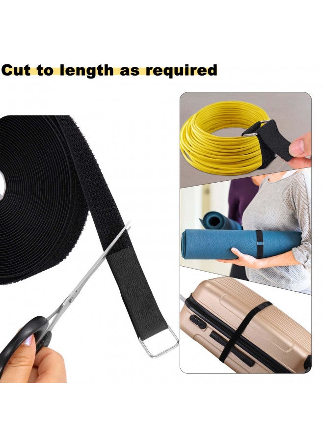 YMCRLUX YMCRLUX 1"x64ft Hook and Loop Straps with 70 Metal Buckles, Adjustable Fastening Cable Straps, Cut-to-Length Cinch Strap, Reusable Nylon Securing Cord Ties for Organizer or Storage, 1 inch Wide, Black  - Image 1