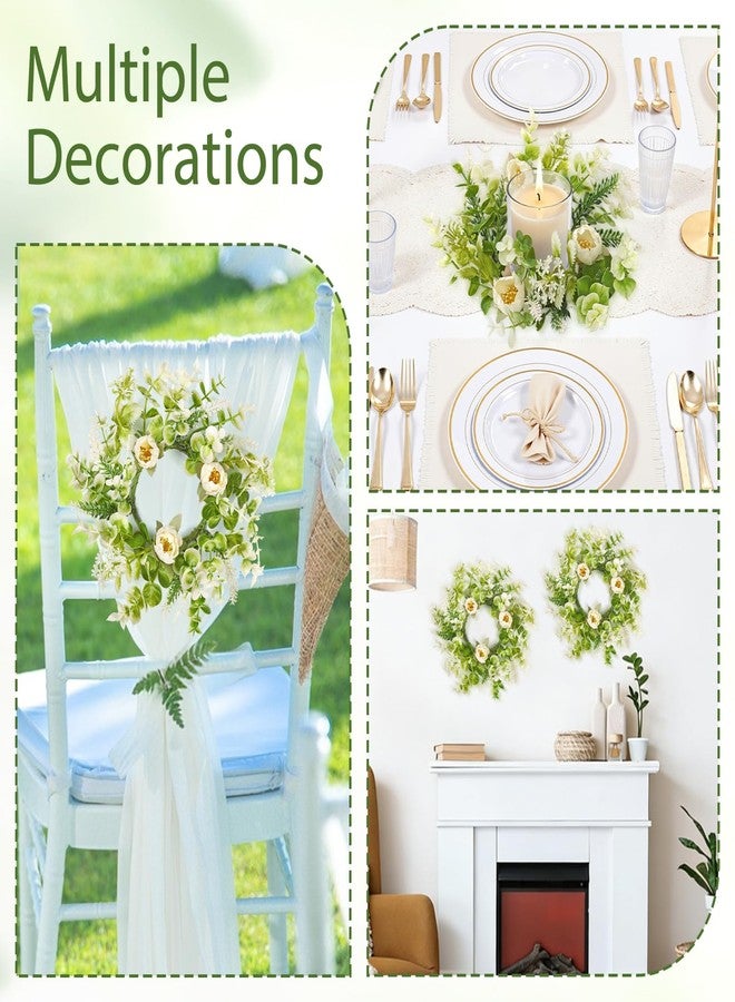 KHOYIME Floral Candle Rings Wreath 4PCS Small Spring Summer White Artificial Flowers Greenery Wreaths for Pillars, Mini Candle Holder Kitchen Cabinets Table Centerpieces Wedding Party Farmhouse Decor - Image 5