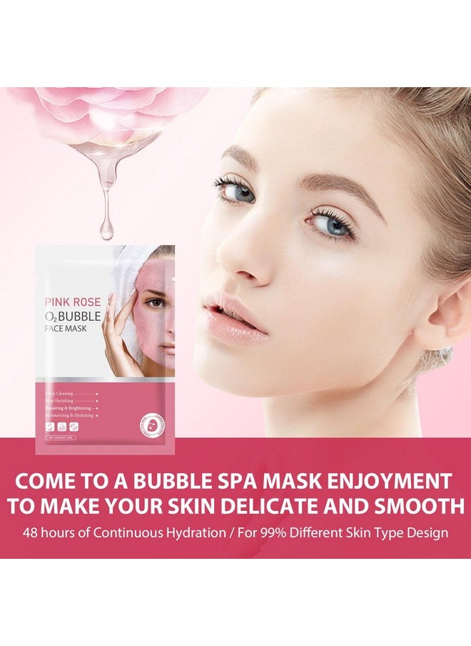 IREV - IREV Pink Rose O2 Bubble Face Masks Skincare - Spa Gifts for Women, Christmas Gifts for Women - Foaming Face Mask, Purifying Facial Mask for Acne and Pores Moisturizing Spa Face Mask 10 Pack - Image 1