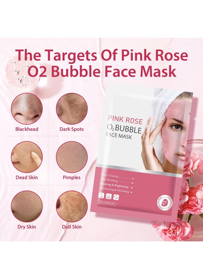 IREV - IREV Pink Rose O2 Bubble Face Masks Skincare - Spa Gifts for Women, Christmas Gifts for Women - Foaming Face Mask, Purifying Facial Mask for Acne and Pores Moisturizing Spa Face Mask 10 Pack - Image 1