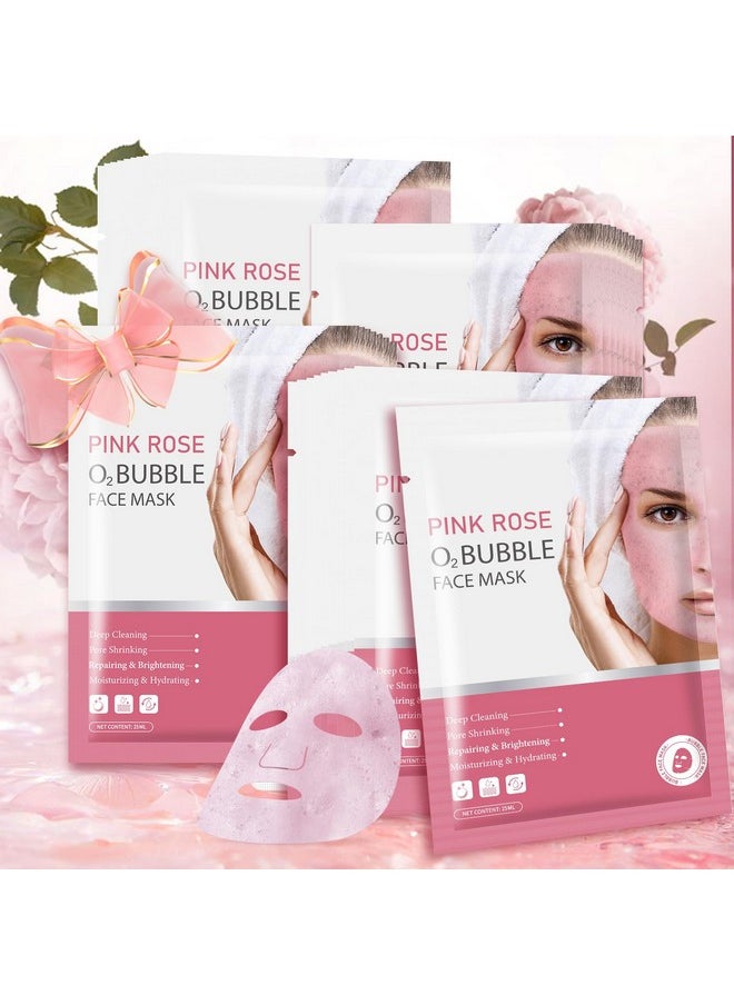 IREV - IREV Pink Rose O2 Bubble Face Masks Skincare - Spa Gifts for Women, Christmas Gifts for Women - Foaming Face Mask, Purifying Facial Mask for Acne and Pores Moisturizing Spa Face Mask 10 Pack - Image 1