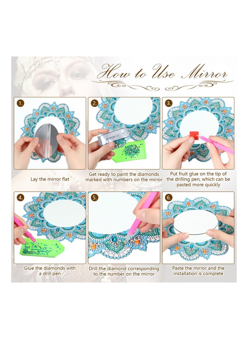 Crystal Diamond Painting Mirror DIY Kit Art Makeup Mirror Art Crafts for Home Wall Table Decoration - Image 3