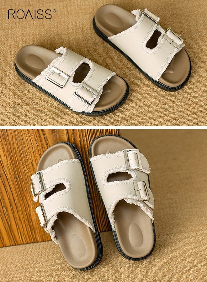 roaiss Women Summer Sandals with Adjustable Buckle, Stylish Slippers with Non-slip Sole, Breathable Lightweight Slides, Casual Open-toed Shoes for Ladies, Suitable for Daily Wear or Any Outdoor Leisure Setting - Image 4
