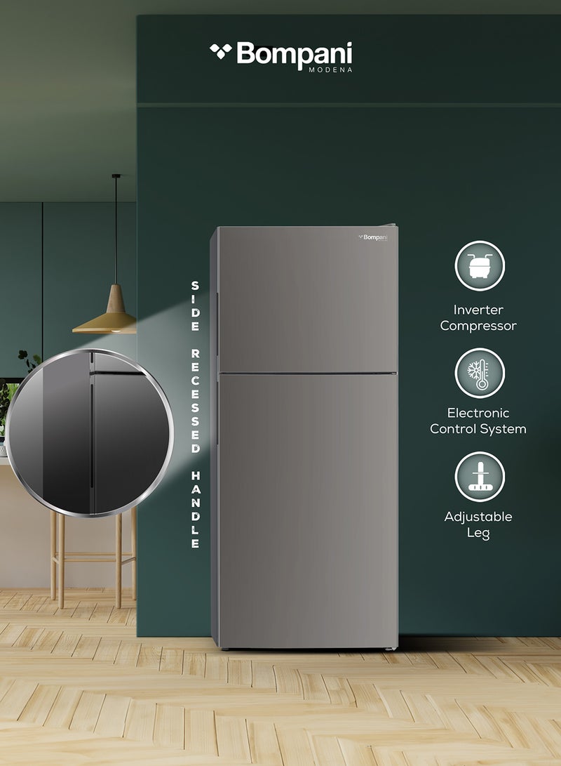 Bompani 410L Gross Capacity, 298L Net Capacity Double Door NoFrost Refrigerator with LED Interior Lamp, R600a Refrigerant, Electronic Control System, Glass Shelves — Energy-Efficient Cooling Solution in Dark Silver for Modern Homes and Kitchens 410 L 473 kW BR410S Dark Silver - Image 4