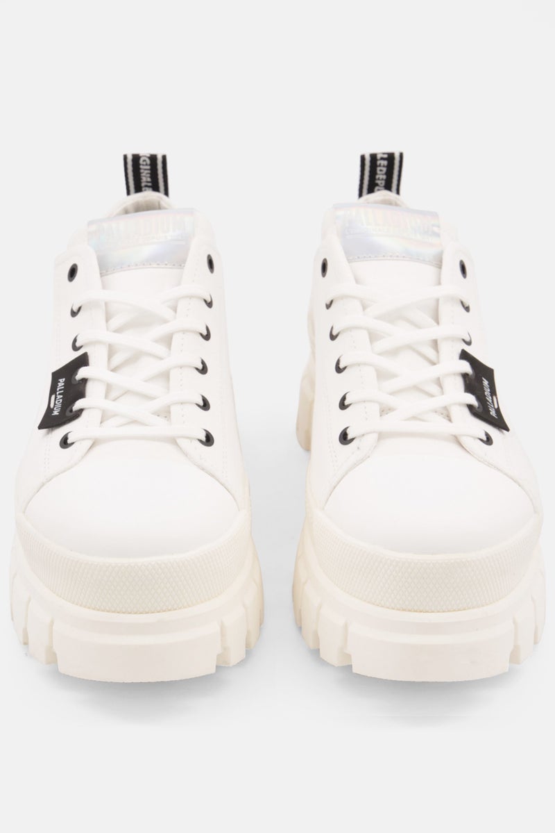 PALLADIUM أحذية كاجوال نسائية متوسطة ثورية لوتكس مزودة بأربطة، أبيض نجمي - Image 3