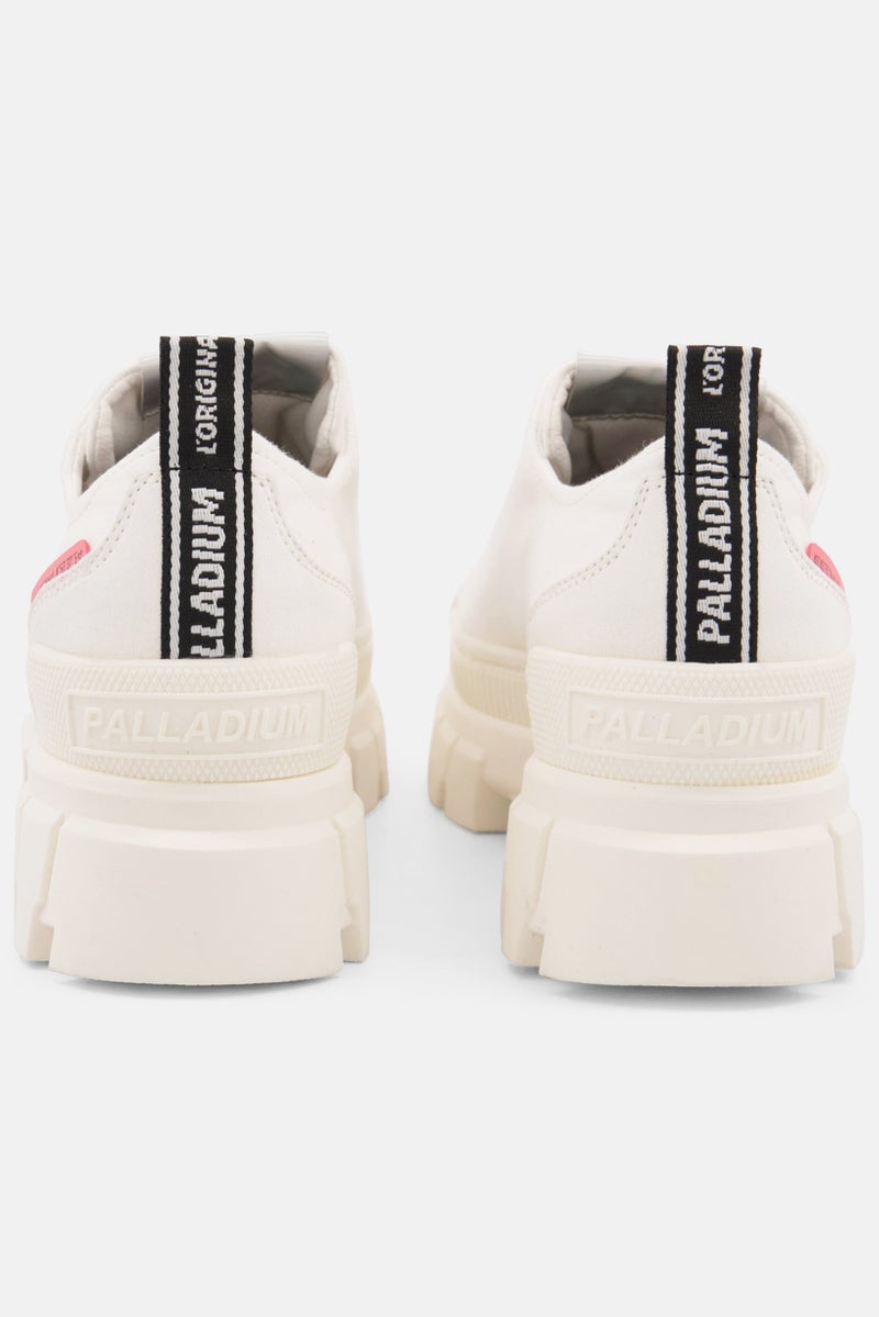 PALLADIUM أحذية كاجوال نسائية متوسطة ثورية لوتكس مزودة بأربطة، أبيض نجمي - Image 2