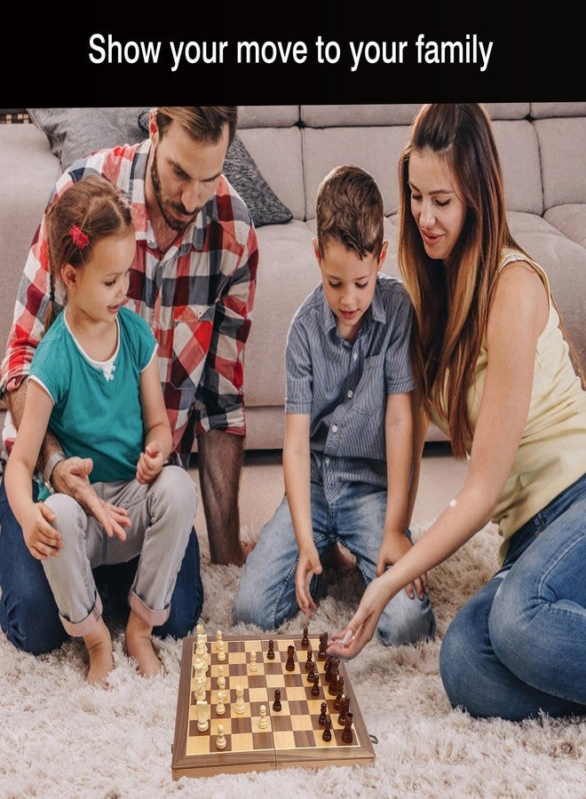 LEAP Wooden Chess and Checker Sets - 15" Walnut & Maple Folding Chess Board with 2 Extra Queens | Chess Board Set | Wooden Chess Sets for Adults & Beginer - Image 5