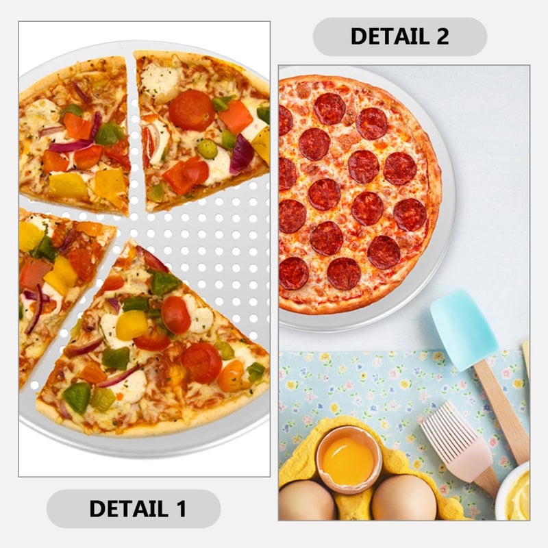 Perforated Pizza Pan 33.8cm Aluminum Oven Pan Baking Tray Mesh Screen for Household Pizza Baking - Image 3