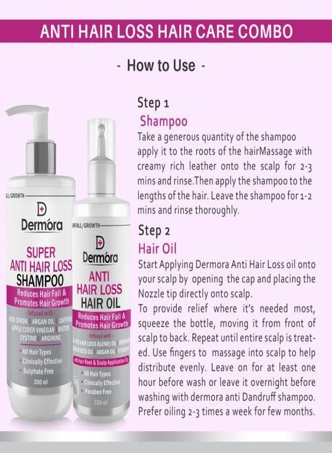 DERMORA Super Anti Hair Loss Shampoo & Anti Hair Loss oil Combo with AHL oil, Onion seed oil, Argan oil, Basil oil for hair Fall control & hair Growth,All Hair Types 500(300+200)ml - Image 3