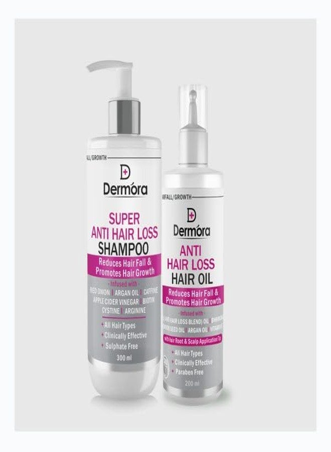 DERMORA Super Anti Hair Loss Shampoo & Anti Hair Loss oil Combo with AHL oil, Onion seed oil, Argan oil, Basil oil for hair Fall control & hair Growth,All Hair Types 500(300+200)ml - Image 2