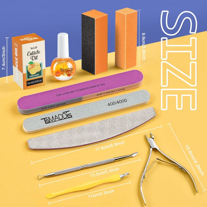 TsMADDTs Manicure Kit for Women with Nail Files, Buffer Blocks, Polishing Buffers, Cuticle Nipper, Pusher and Cuticle Oil - Image 3