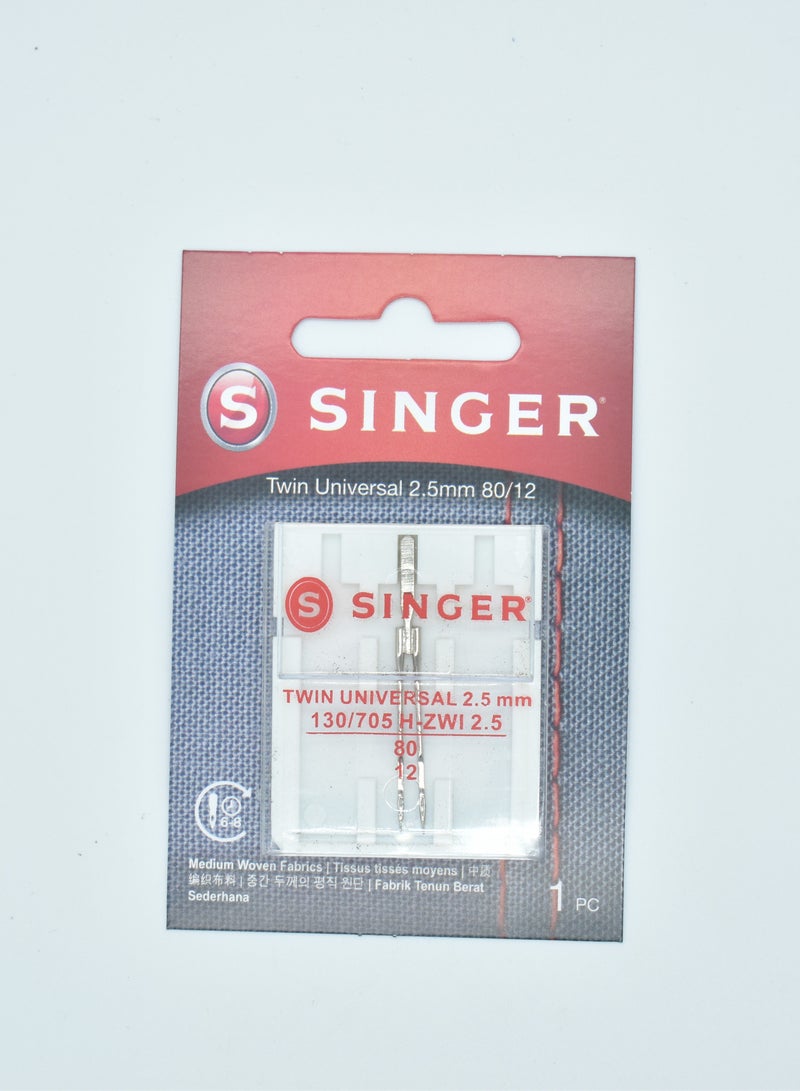 سينجر ابر سنجر مزدوجه مقاس 2.5MM ( عبوة 1 ابره) برازيلي (80/12)