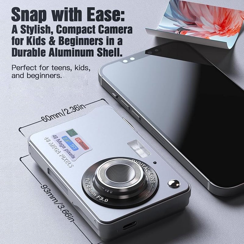 48MP Digital Camera For Kids Beginners With 8X Zoom 2 7 Inch LCD Autofocus 32GB Card Black - Image 3