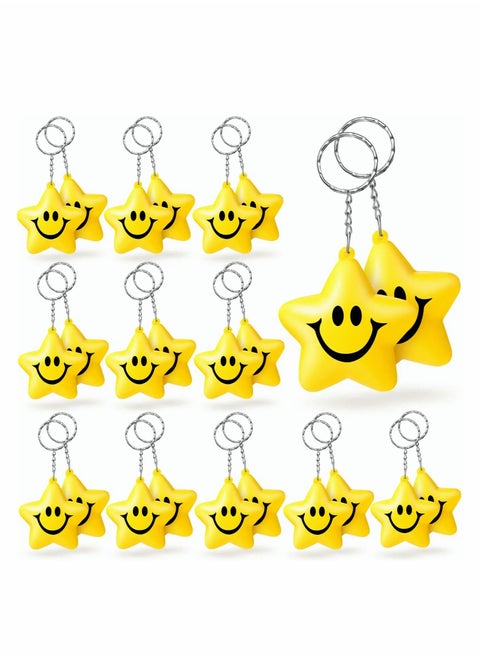 سلسلة مفاتيح على شكل كرة إسفنجية صغيرة على شكل وجه مبتسم، ألعاب للكبار، كرنفال المدرسة، الفصل الدراسي، مكافآت الطلاب، حشوات أكياس الحفلات، 24 قطعة