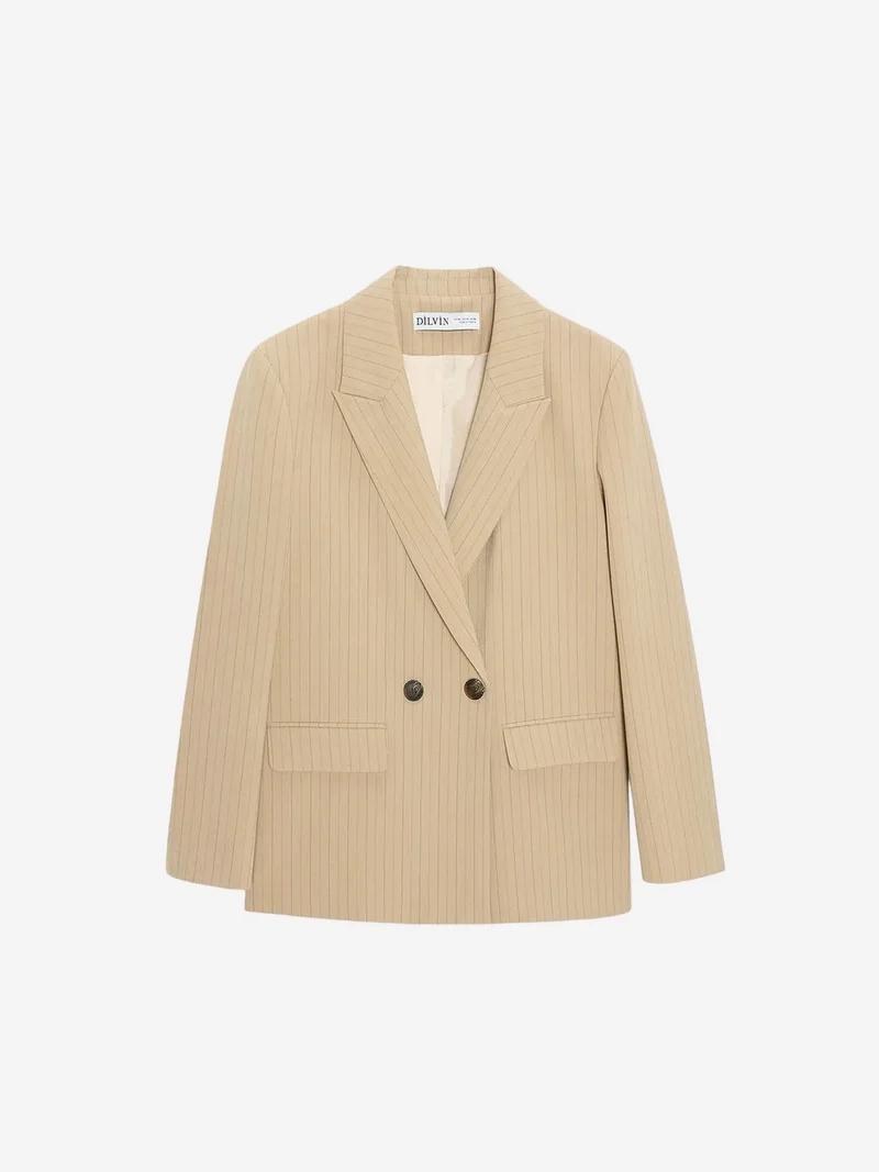 Dilvin DILVIN Striped Crepe Blazer With Shawl Collar