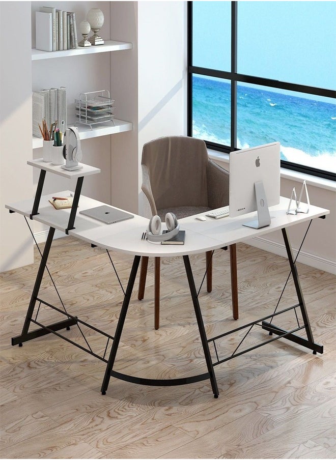 fashionhome - L Shape Gaming Table Computer Desk with Large Monitor Stand Sturdy Writing Workstation 258 x 46 x 74 cm - Image 1