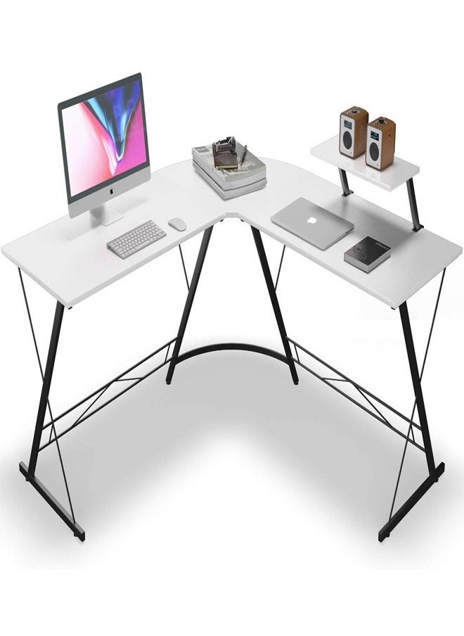 fashionhome - L Shape Gaming Table Computer Desk with Large Monitor Stand Sturdy Writing Workstation 258 x 46 x 74 cm - Image 1