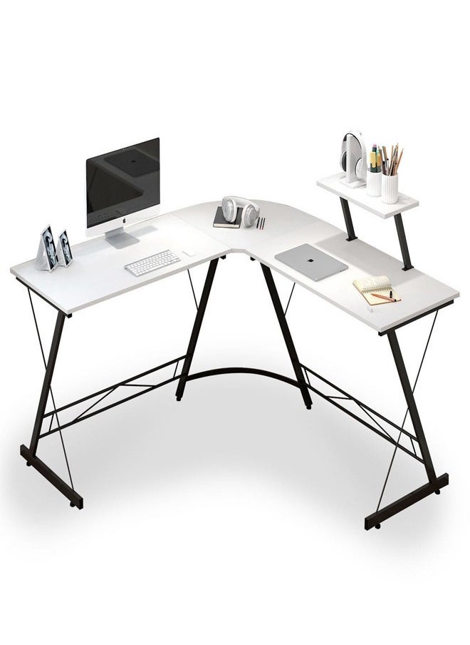 fashionhome - L Shape Gaming Table Computer Desk with Large Monitor Stand Sturdy Writing Workstation 258 x 46 x 74 cm - Image 1