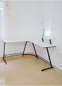 fashionhome L Shape Gaming Table Computer Desk with Large Monitor Stand Sturdy Writing Workstation 258 x 46 x 74 cm  - Image 2