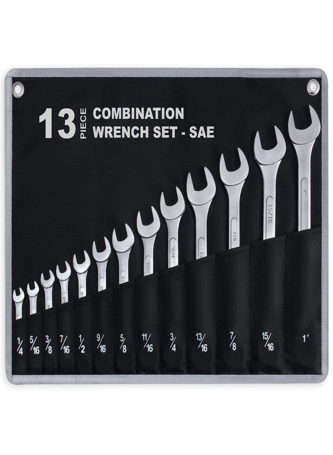 EFFICERE 13-Piece Complete SAE Combination Wrench Set in Roll-up Pouch, No Skipped Inch Sizes from 1/4” to 1” | Best Value Wrench Set, Ideal for General Household, Garage, Workshop, Auto Repairs, Emergency - Image 1