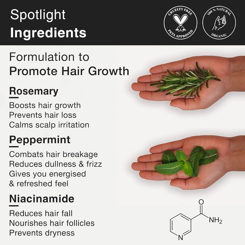 Soulflower Soulflower Rosemary Water Hair Spray with Mint 100 ml Rosemary Essential Oil 10 ml For Hair Growth Hair Fall Control Hair Damage Protection Anti Frizz  Hair Care Combo for Men  Women - Image 5
