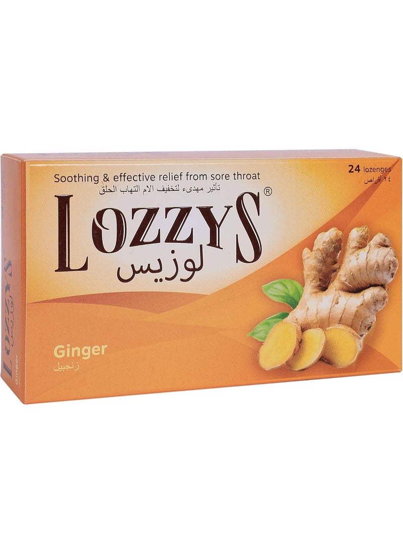 LOZZYS Lozzys Ginger, Fast Effective Relief from the Symptoms of Sore Throats, 24 Lozenges  - Image 1