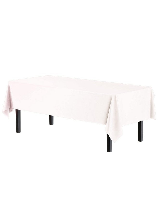 Exquisite 12-Pack Premium Plastic Tablecloth 54 Inch. x 108 Inch. Rectangle Table Cover-White - Image 2