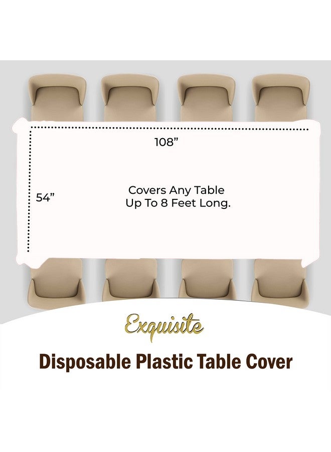 Exquisite 12-Pack Premium Plastic Tablecloth 54 Inch. x 108 Inch. Rectangle Table Cover-White - Image 4