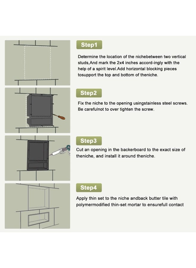 Suteck 16" x 20" Shower Niche Double Shelf - Yellow Rectangle Shower Cube Shower Niche, Ready for Tile Niche for Bathroom, Niche Shower Storage - Image 2