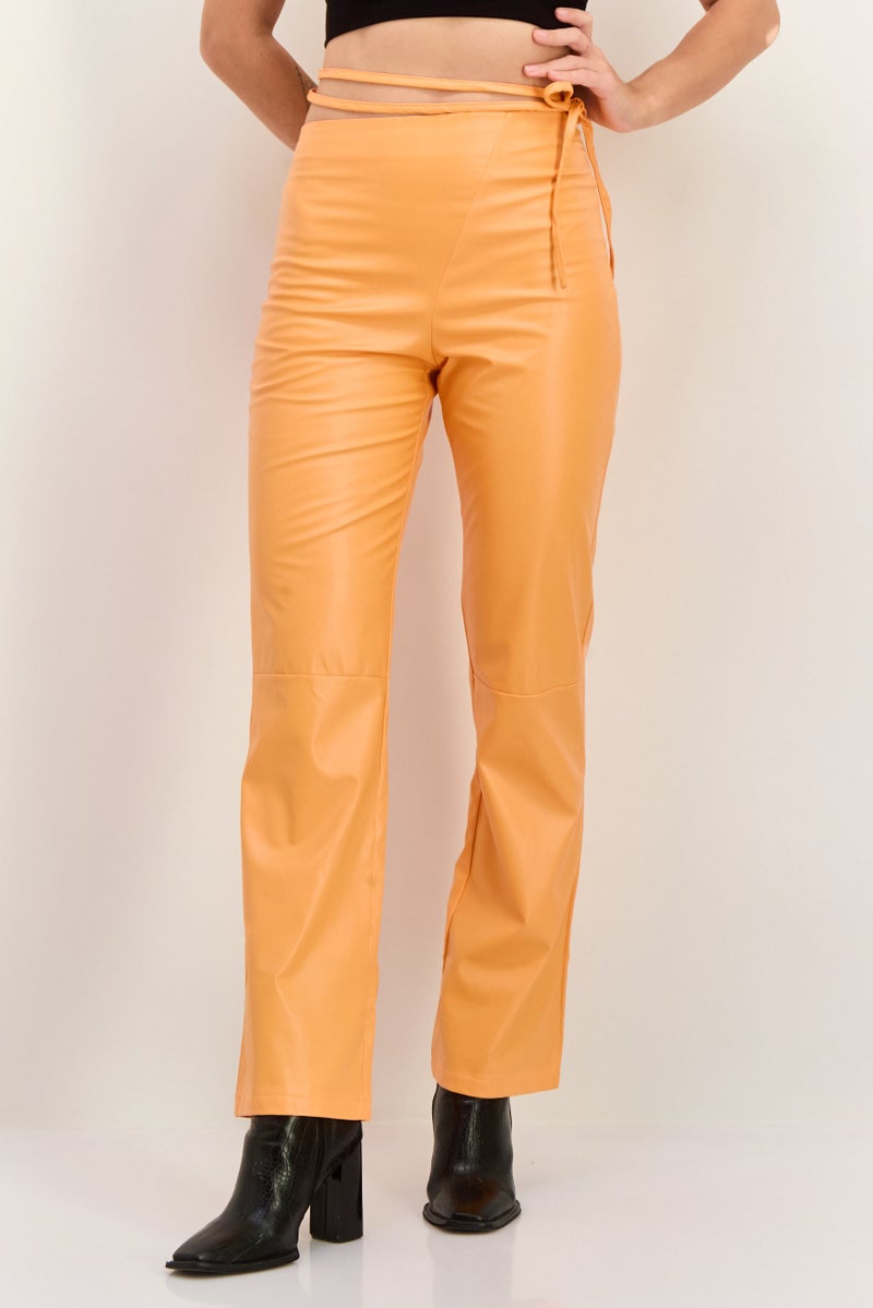 MISSY EMPIRE Women Regular Fit Solid Straight Leg Pants, Orange - Image 1