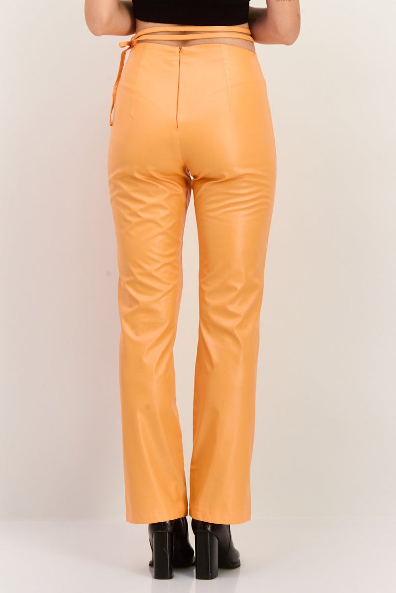 MISSY EMPIRE Women Regular Fit Solid Straight Leg Pants, Orange - Image 3