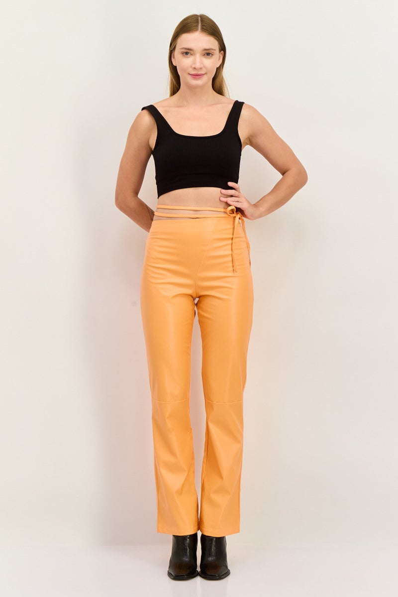 MISSY EMPIRE Women Regular Fit Solid Straight Leg Pants, Orange - Image 4