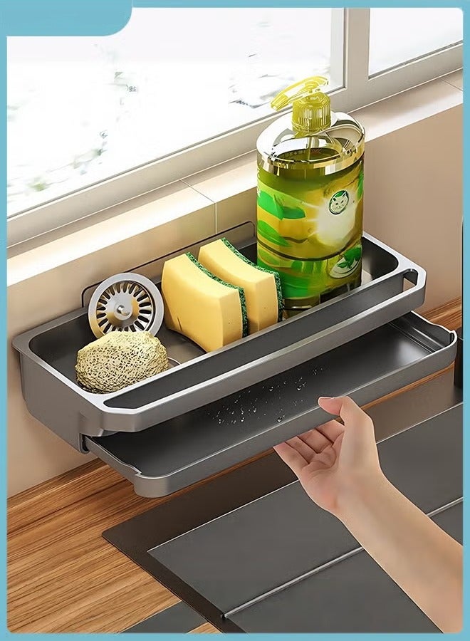 HQ-GAMING Dishwashing Sponge Holder, Dish Soap and Sponge Holder for Kitchen Accessories Storage Sink Caddy Kitchen Sink Organizer Countertop Rustproof Soap Dispenser Kitchen Organizers and Storage Essentials - Image 1